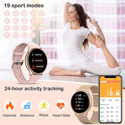 Reloj inteligente con Bluetooth para hombre y mujer, pulsera de acero con Dial personalizado, seguimiento de actividad deportiva, control del ritmo cardíaco, compatible con Android e IOS, G35