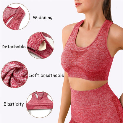 Conjunto de 2 piezas de ropa deportiva sin costuras para mujer, ropa de entrenamiento para gimnasio, top corto de manga larga, leggings de cintura alta, trajes deportivos