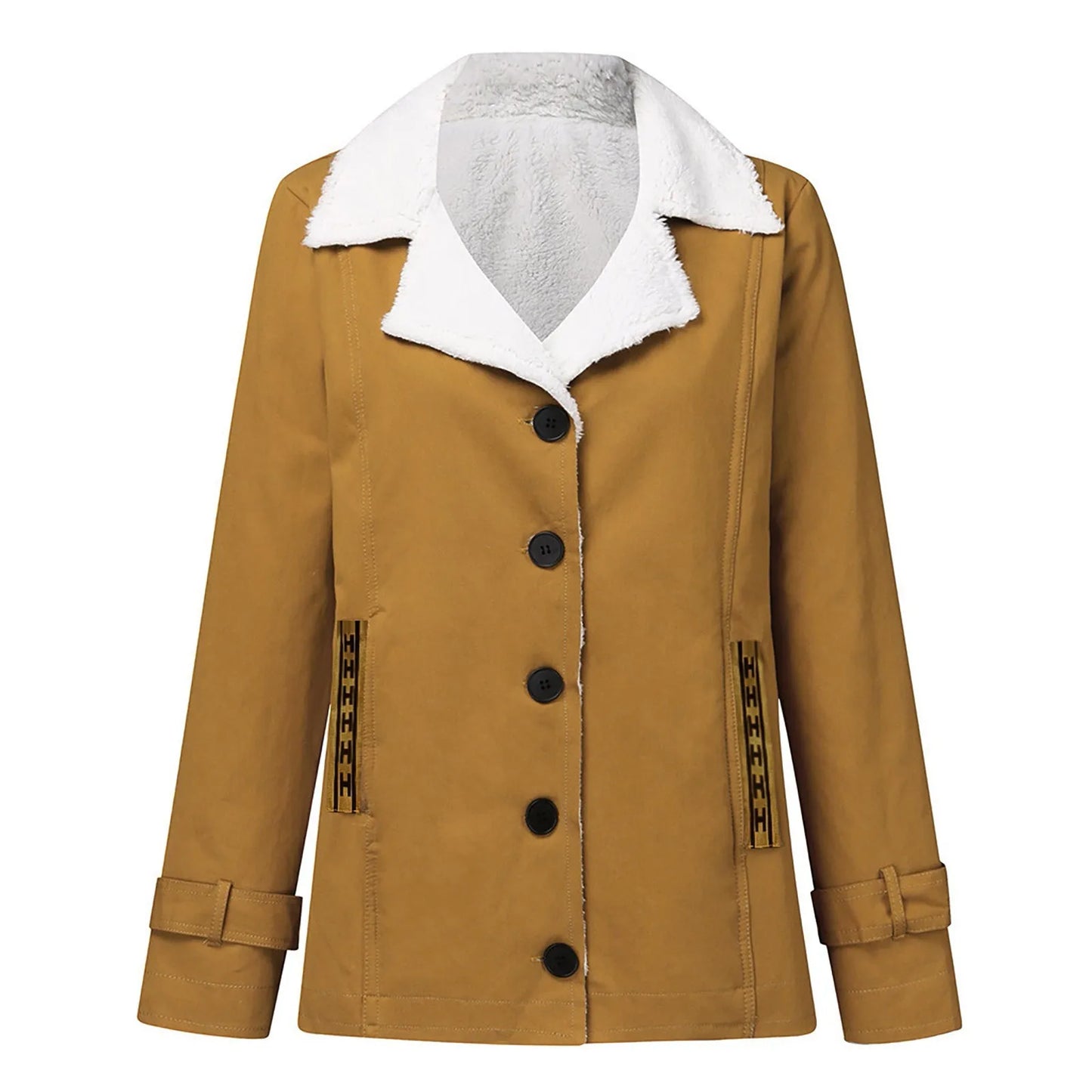 Chaqueta de lana con botones para mujer, color liso, cuello irregular, bolsillos grandes, abrigos de invierno de talla grande para mujer