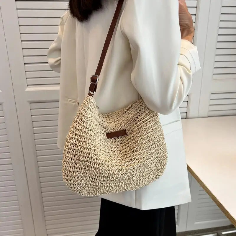 ENVIO GRATIS ENTRE 5, 7 Y 14 DIAS.  Bolso cruzado de paja para mujer, bolsa de hombro tejida, a la moda, para playa, vacaciones, compras, Verano