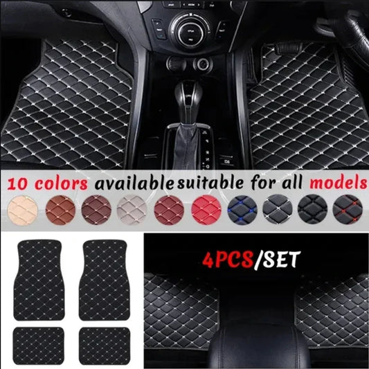 Alfombrillas universales de cuero PU para coche, alfombrillas impermeables para pies, Protector de alfombras delanteras y traseras, juego de accesorios para automóviles, 4 piezas