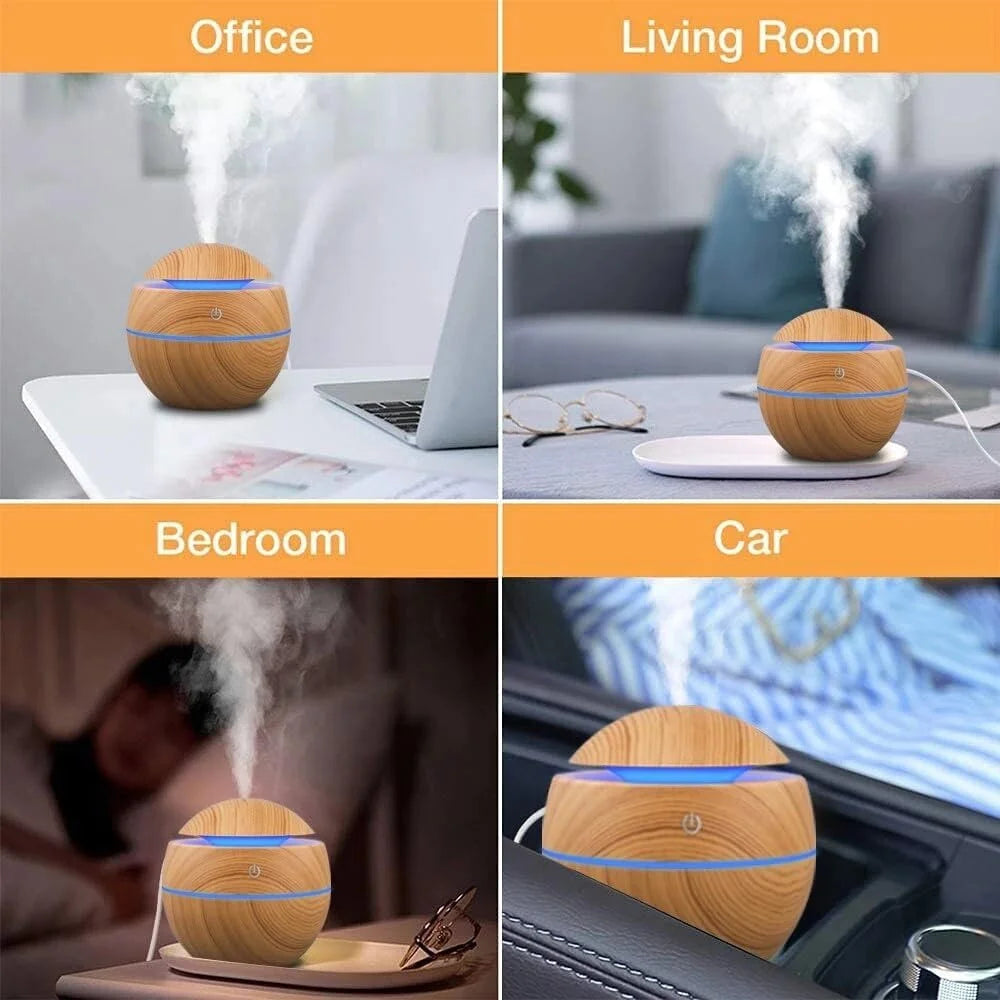 Humidificador eléctrico de aire con aroma, humidificador ultrasónico de madera, aromaterapia con aceites esenciales, generador de niebla fría para dormitorio