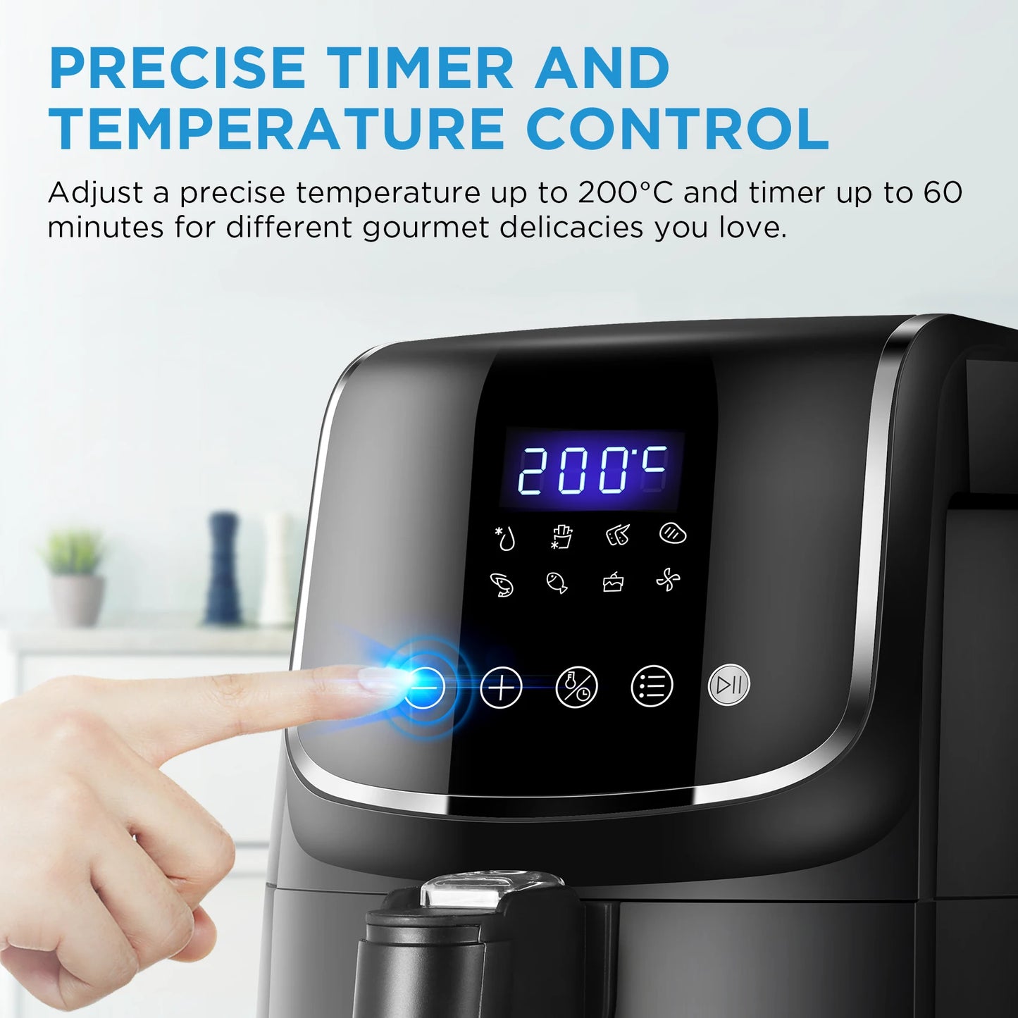 Freidora de aire caliente Midea de 4 l, Airfryer sin aceite de 1500 W, 8 modos de cocción, 35-200 °C, horneado, asado, grill, descongelación, alarma de agitación,