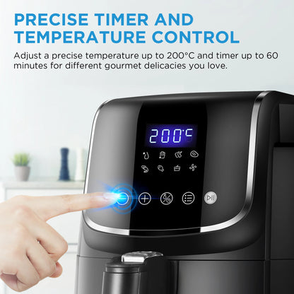 Freidora de aire caliente Midea de 4 l, Airfryer sin aceite de 1500 W, 8 modos de cocción, 35-200 °C, horneado, asado, grill, descongelación, alarma de agitación,