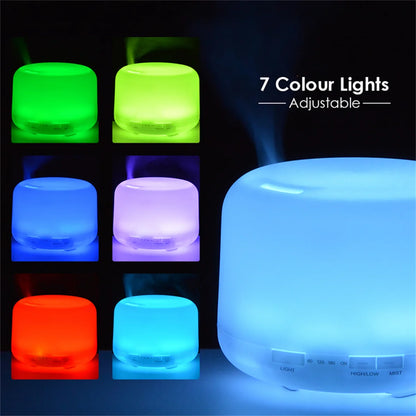 Humidificador de aire de 500 ml, difusor de aceites esenciales, difusor de aroma con luces nocturnas de colores, humidificador USB, humidificador de tamaño pequeño