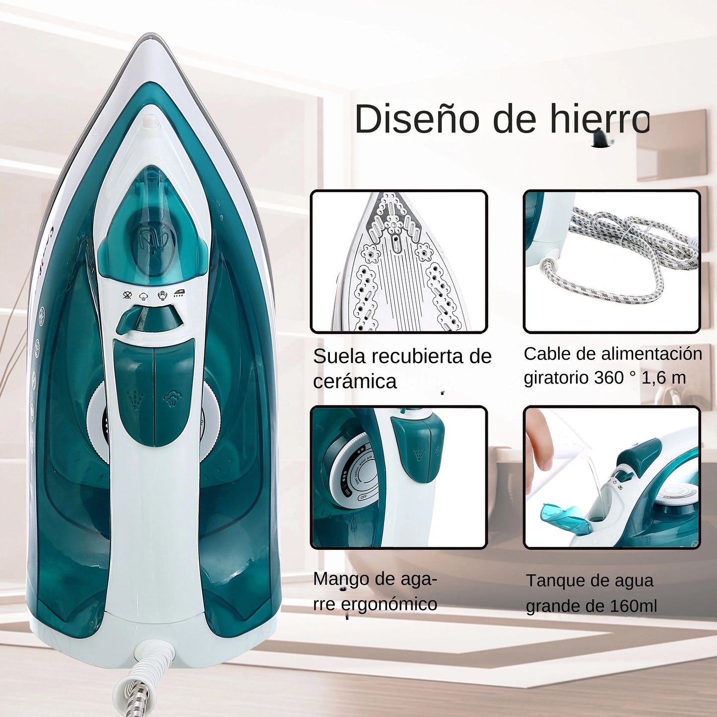 Plancha eléctrica portátil mini vaporizador de ropa plancha de vapor para ropa plancha de suela de cerámica ajustable plancha para planchar Sonifer