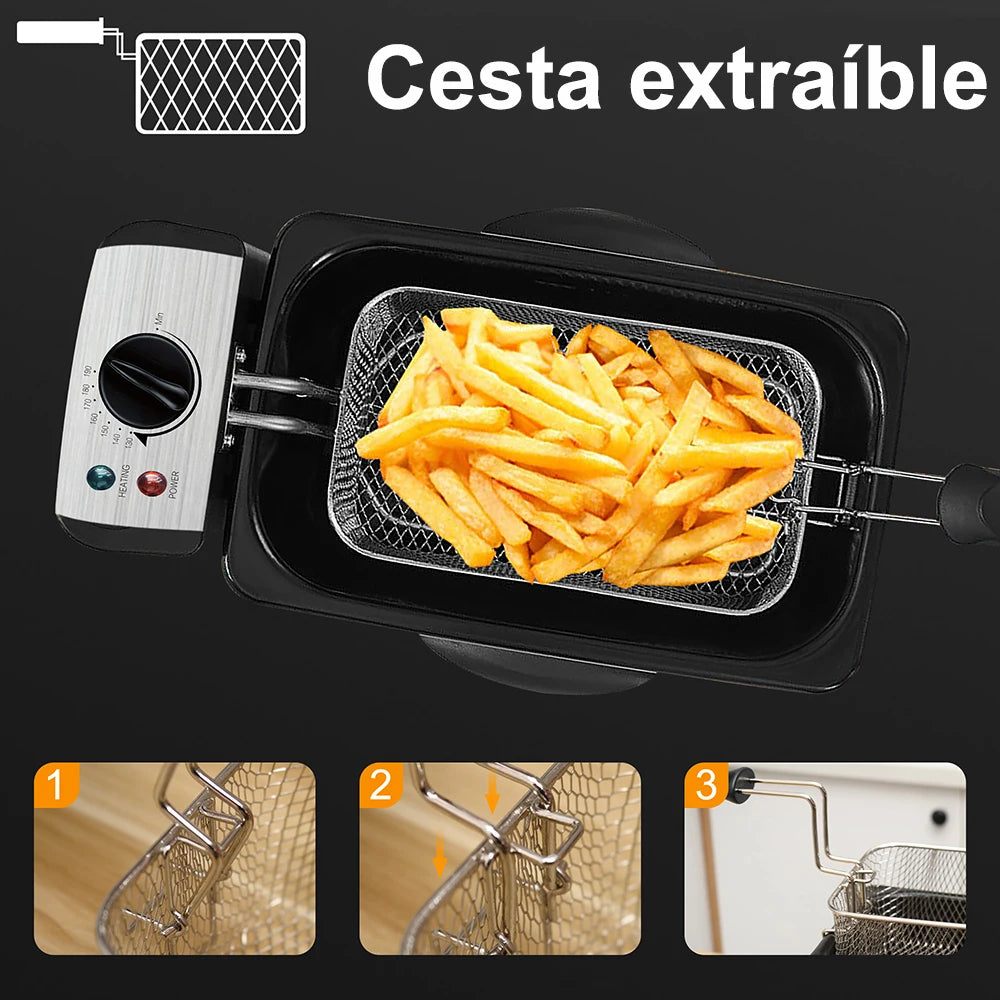 Freidora eléctrica de 3 l para patatas fritas, horno, olla caliente, parrilla para pollo frito, termostato ajustable, cocina Sonifer