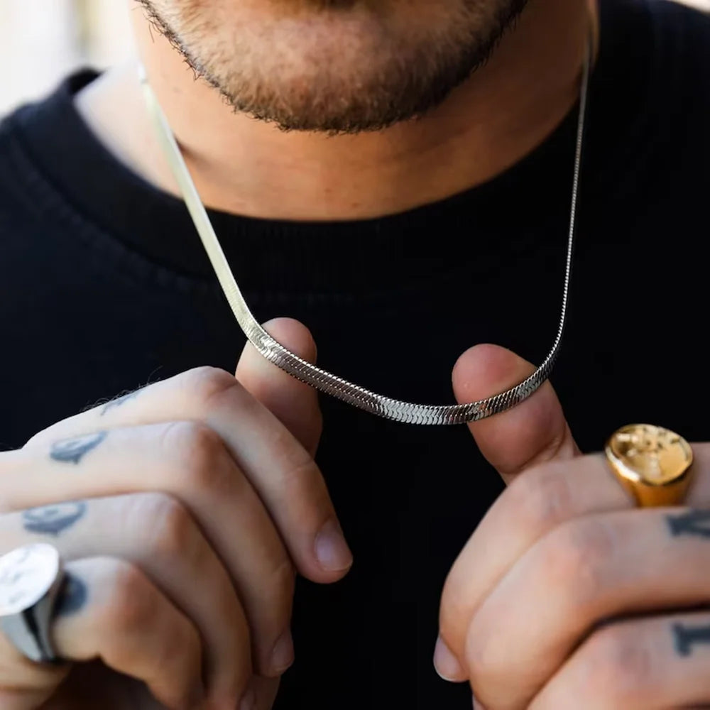 Collar de cadena de serpiente de estilo hip hop para hombre, nuevo collar de acero inoxidable de color plateado a la moda, accesorios de joyería, regalo de fiesta