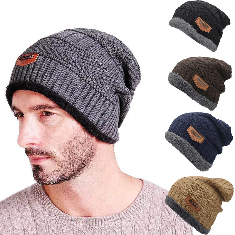 Gorro de invierno para hombre, gorro de punto para hombre