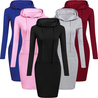 Vestido de mujer Otoño Vestidos con capucha para mujer Sudaderas con capucha para mujer