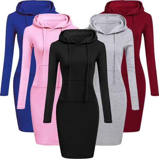 Vestido de mujer Otoño Vestidos con capucha para mujer Sudaderas con capucha para mujer