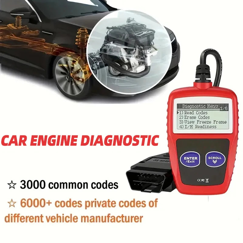 Instrumento de diagnóstico de fallas de coche, herramientas de escaneo de diagnóstico de códigos de fallas claros Obd2, versión Universal, 1 unidad