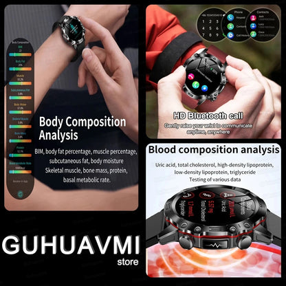 Smart Watch Bluetooth Call Blood Sugar Blood Lipid Uric Acid Monitor HRV ECG Smartwatch For Men Women