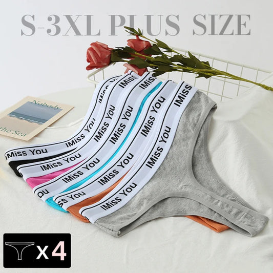 3 piezas de tangas de algodón para mujer, tallas S a 3XL, ropa interior de talla grande, tanga sexy de cintura baja, calzoncillos, lencería cómoda, tangas