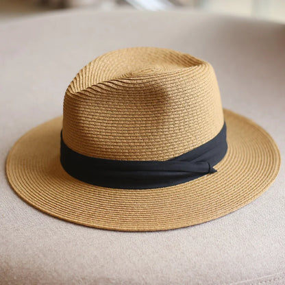 Sombrero de paja panameño de cabeza grande de 63 cm con sombrero tejido de paja plegable, sombrero de copa de jazz de talla grande para hombres, sombrero de protección solar