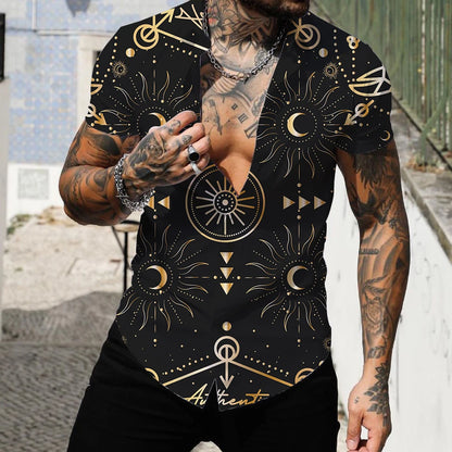 camisa hawaiana de moda para hombre, ropa de calle de manga corta con estampado 3D de rayas y retazos, ropa de playa para hombre