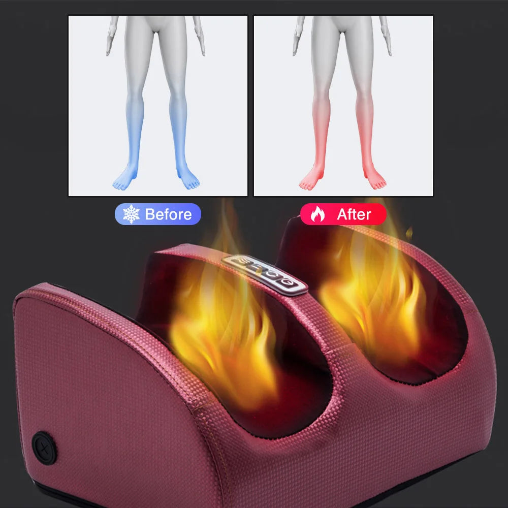 Masajeador eléctrico de pies, terapia de calor, compresión caliente, rodillo de amasado Shiatsu, relajación muscular, alivio del dolor, máquina de spa para pies