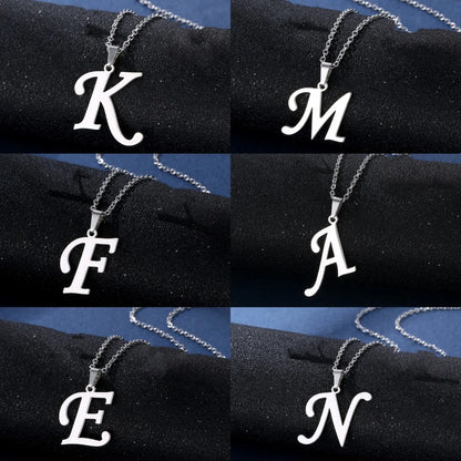 Collar de letras de la A a la Z de moda para mujeres y hombres, collar de acero inoxidable de alta calidad con alfabeto