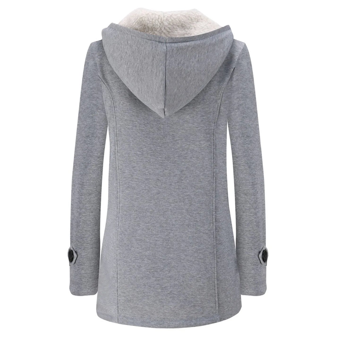 Abrigos de invierno para mujer, chaqueta gruesa con forro de sherpa, abrigo con capucha y botones de cuerno, abrigo cálido de lana mezclada con bolsillos