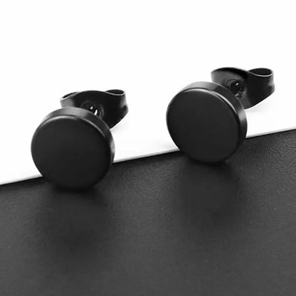 1 par de pendientes de acero inoxidable estilo punk, juego de pendientes negros para hombres y mujeres, accesorios de joyería para piercing de oreja estilo hip hop vintage