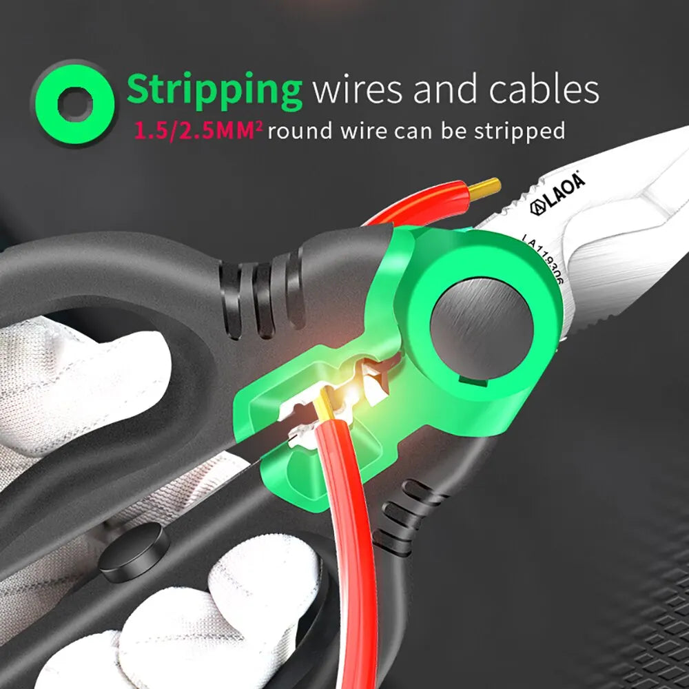 LAOA-Tijeras de electricista de 6/7/8 pulgadas, pelacables, cortador de alambre, crimpadora de mango abierto, tijeras de acero inoxidable, herramienta de prensado de corte de Cable