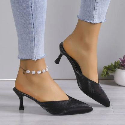 Zapatos de tacón alto con punta abierta, zapatillas sexys de 5,5 cm, elegantes, a la moda, Para fiesta, Verano