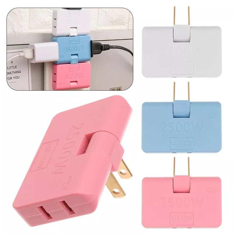 Adaptador de enchufe de la UE, enchufe plano de 3 vías, enchufe de extensión giratorio de 180 grados, 3 en 1, convertidor de enchufe de viaje plegable portátil