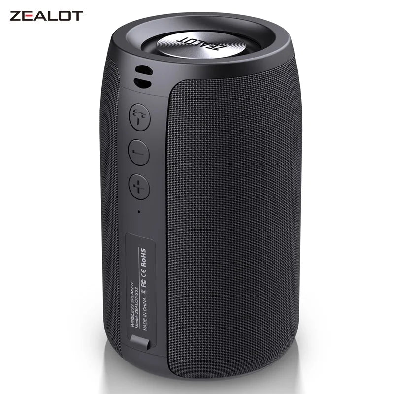 ZEALOT S32 Altavoz Bluetooth inalámbrico Mini altavoz subwoofer HIFI portátil con columna de radio FM compatible con TF, TWS, unidad flash USB