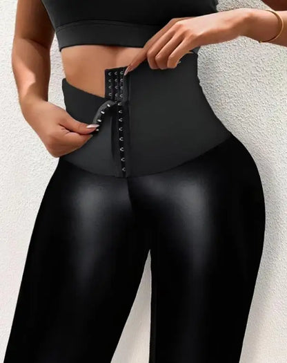 Pantalones ajustados de yoga con cintura alta y control de abdomen para levantar los glúteos, pantalones de cuero elegantes de nueva moda para mujer, pantalones casuales