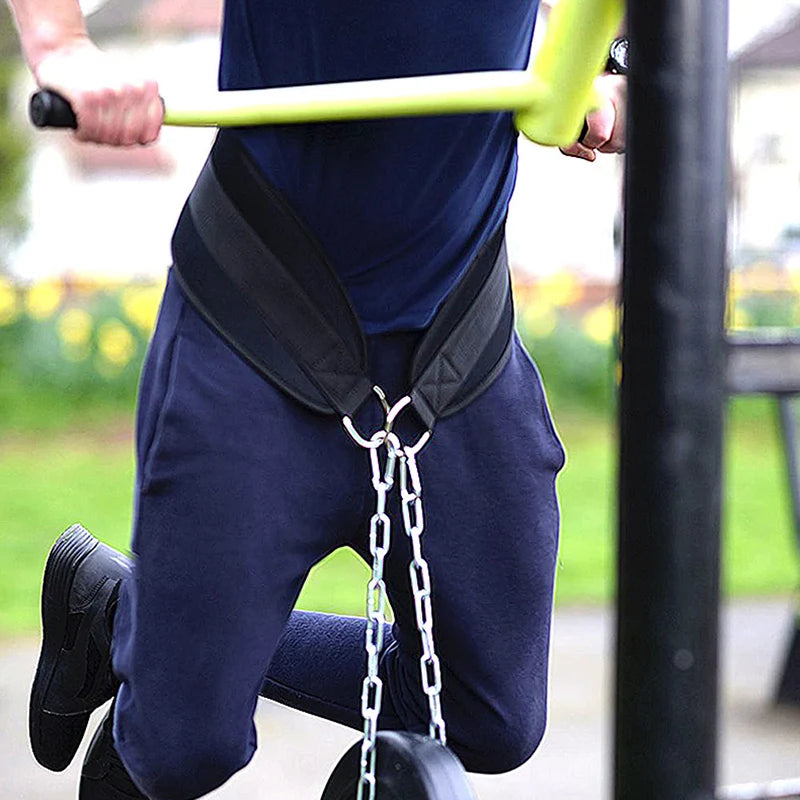 Cinturón de levantamiento de pesas grueso con cadena, cinturón de inmersión para dominadas, barra con pesas rusas, cinturón de gimnasio para culturismo y fitness