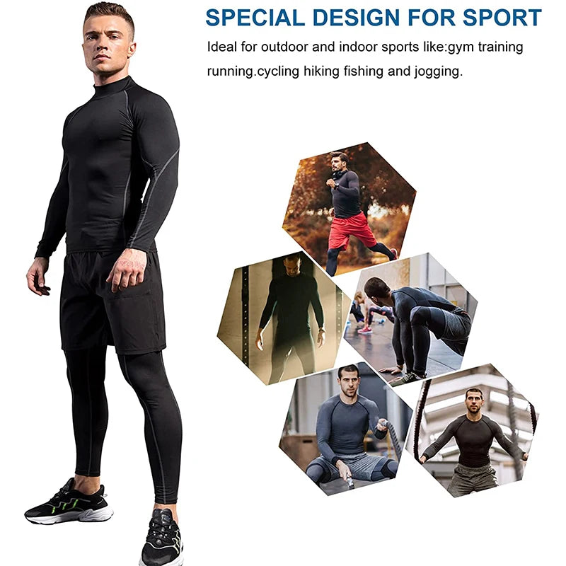 Camiseta deportiva para hombre, de secado rápido, para culturismo, para correr, de manga larga, de compresión, para gimnasio, ajustada, para fitness