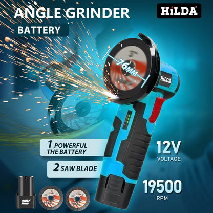 HILDA-Mini amoladora angular de 12v, herramienta de pulido recargable, herramientas eléctricas inalámbricas