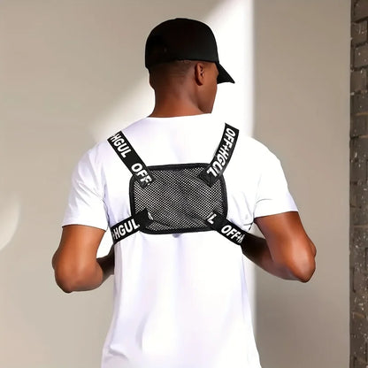 Bolsa de pecho de estilo para hombre, chaleco de aparejo táctico de dos correas para el pecho, bolsos para viajes, senderismo y deportes al aire libre