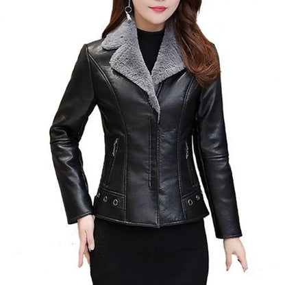 Chaqueta de invierno cálida Chaqueta elegante de piel sintética de felpa para mujer para otoño e invierno con bolsillos con cremallera Abrigo tipo cárdigan ajustado y cálido para mujer