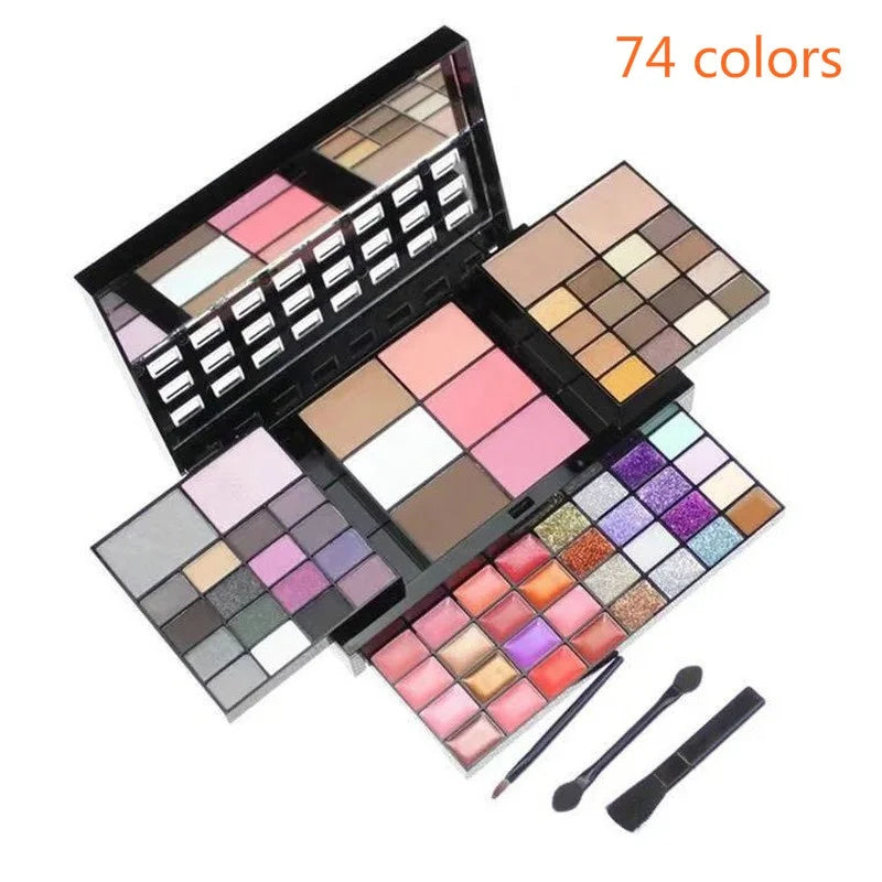 Paleta de sombras de ojos con purpurina, 40/74/78 colores, mate, resistente al agua, polvo prensado de larga duración, Kit de cosméticos, herramientas de maquillaje para mujer