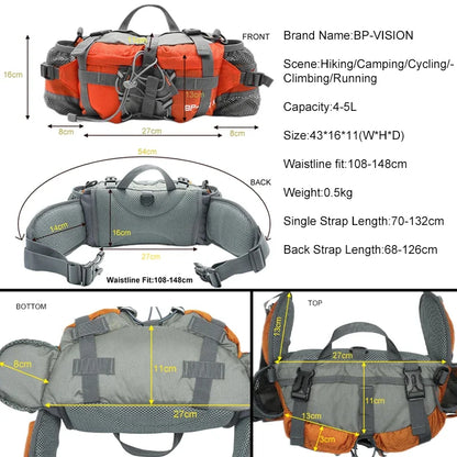 Riñonera de senderismo BP-VISION para hombre, mochila impermeable para ciclismo, riñonera para deportes de montaña, accesorio de nailon para acampada y caza, bolsa para cinturón