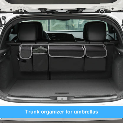 Organizador de maletero de coche para SUV, organizador colgante para asiento trasero de camión, MPV, bolsas de almacenamiento de asiento trasero mejoradas con 4 bolsillos de 39x14 pulgadas