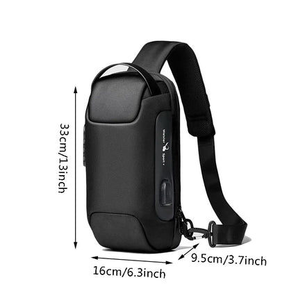 Bolso cruzado con Usb para hombre, bandolera antirrobo, impermeable, Oxford, multifunción, corto, de viaje