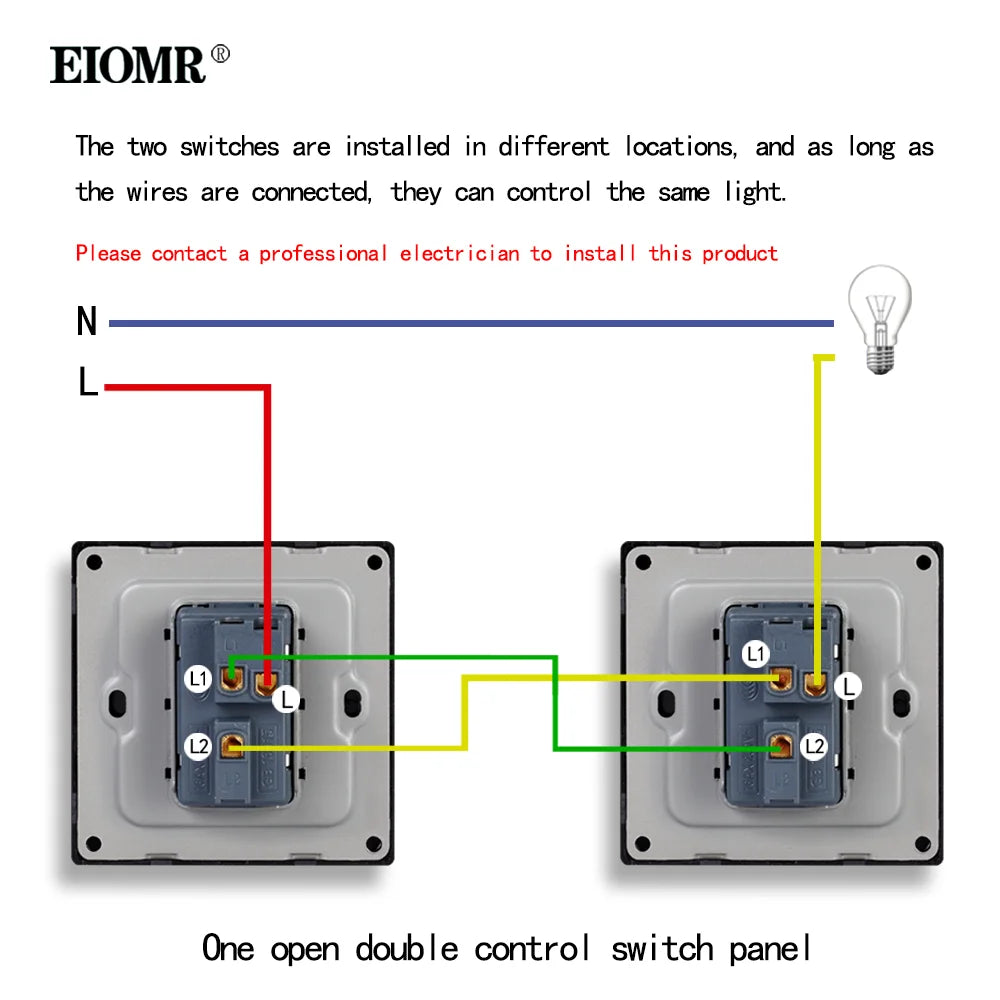 Interruptor de pared, 1 unidad, 1 toma de control de 2 vías, botón pulsador, estándar de la UE, CA 110 V-250 V, interruptor de palanca, interruptor de pared empodrado