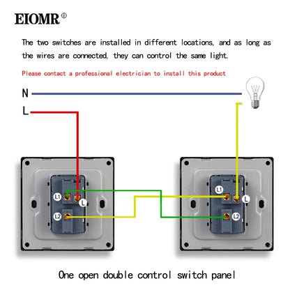 Interruptor de pared, 1 unidad, 1 toma de control de 2 vías, botón pulsador, estándar de la UE, CA 110 V-250 V, interruptor de palanca, interruptor de pared empodrado