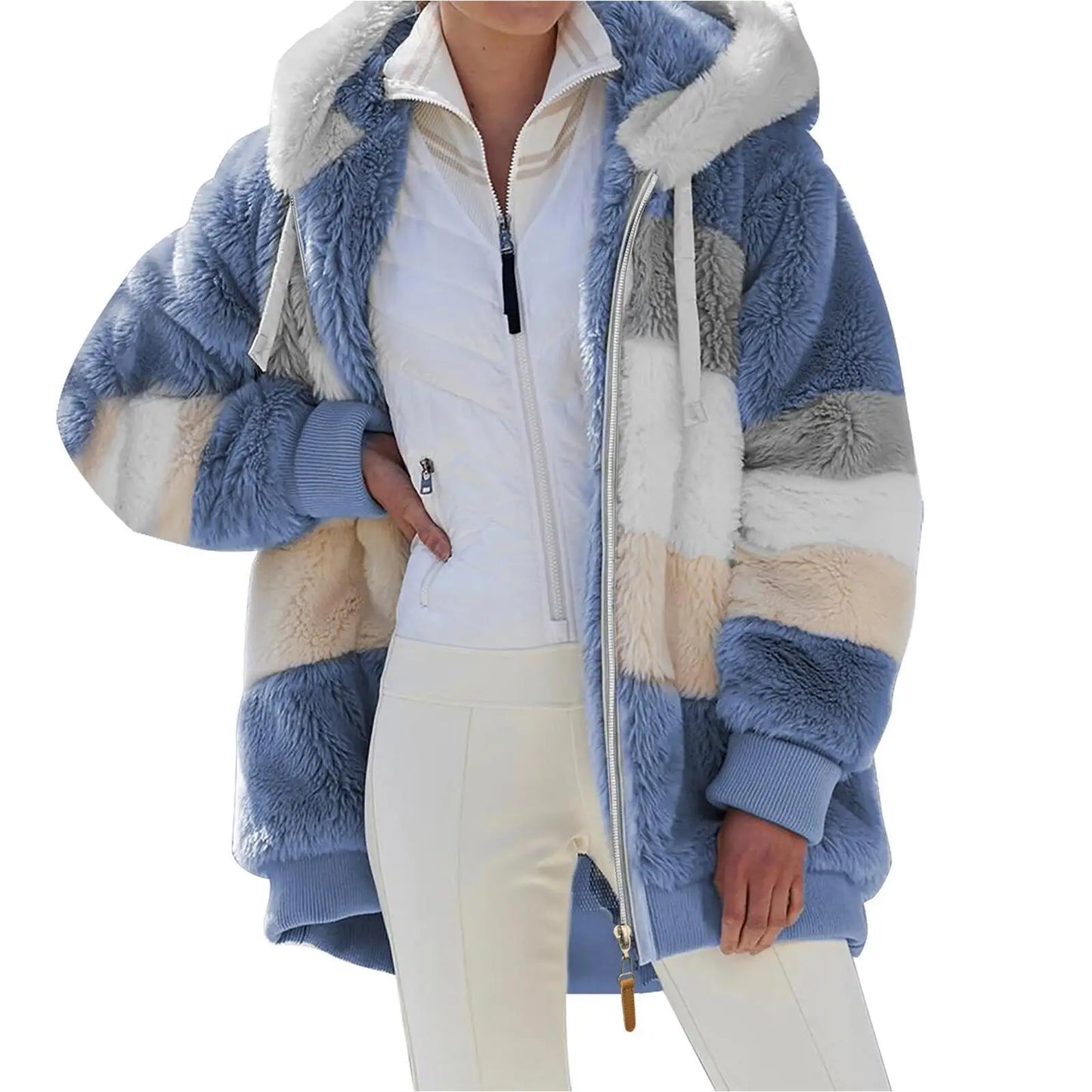 Abrigo de invierno para mujer, abrigo largo de gran tamaño con diseño de osito de peluche, abrigo cálido y grueso de piel sintética, chaqueta de invierno para mujer, top de manga larga