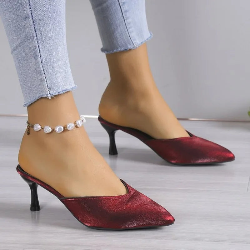 Zapatos de tacón alto con punta abierta, zapatillas sexys de 5,5 cm, elegantes, a la moda, Para fiesta, Verano