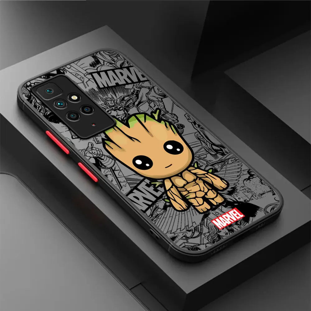 Funda de teléfono de dibujos animados Marvel Groot Spiderman para Xiaomi Redmi 9A 10C K40 Pro A1 9C 9 10 12C A2 9T, funda a prueba de golpes