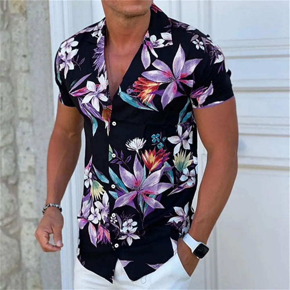 Camisas de cocoteros  para hombre, camisa con estampado 3D para hombre, camisetas de playa de manga corta  blusa de moda para hombre, camisa