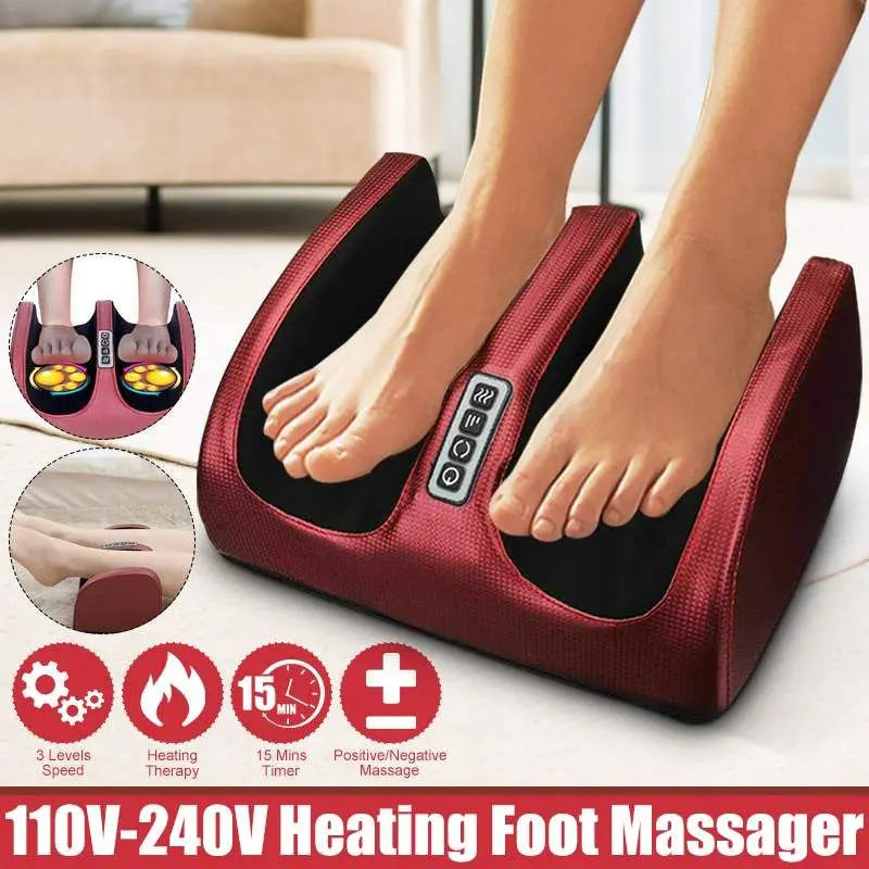 Masajeador eléctrico de pies, terapia de calor, compresión caliente, rodillo de amasado Shiatsu, relajación muscular, alivio del dolor, máquina de spa para pies