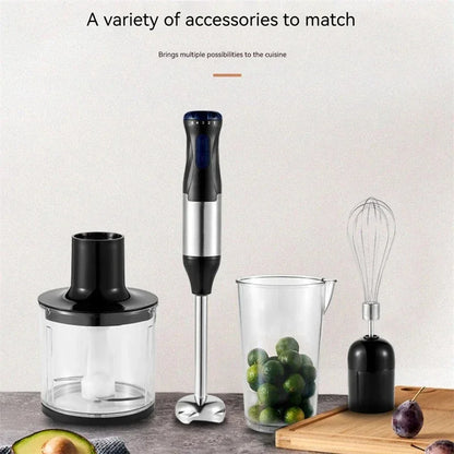 Licuadora de inmersión de cocina de 1000 W, 4 en 1, de acero inoxidable, de mano, picadora de verduras, batidora de huevos, batidora de varilla