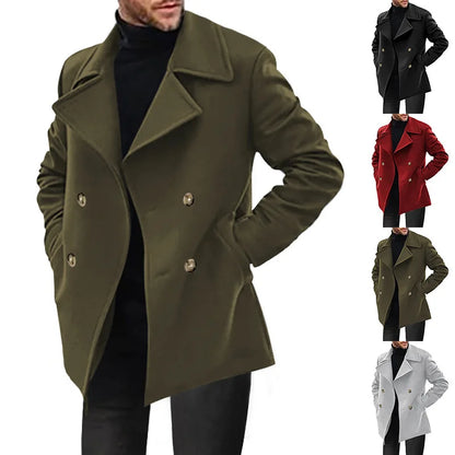 Abrigo de otoño e invierno para hombre, cortavientos para hombre, abrigo informal holgado de negocios para hombre