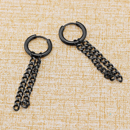 1 par de pendientes de acero inoxidable estilo punk, juego de pendientes negros para hombres y mujeres, accesorios de joyería para piercing de oreja estilo hip hop vintage