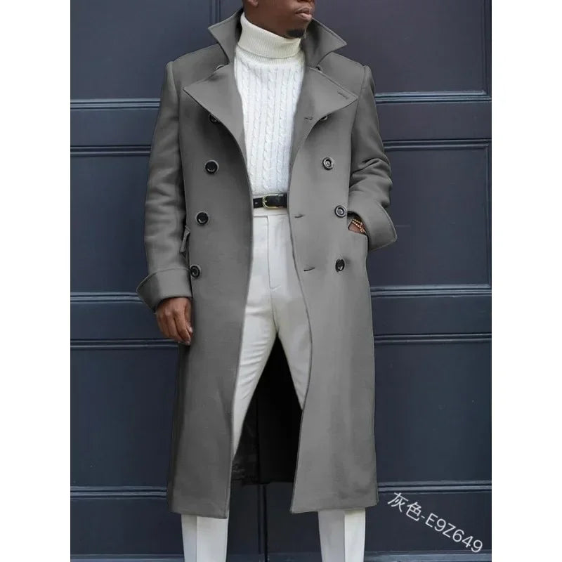 Abrigo de moda para hombre otoño invierno , abrigo holgado británico, gabardina de longitud media, informal, cómodo para uso diario