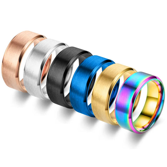 Anillo clásico de tungsteno de 8 mm para hombre, 6 colores, superficie de acero inoxidable cepillado, anillo para mujer, banda de boda, accesorios de joyería para parejas